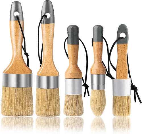 Chalk Paint Brush, Wax Paint Brush Set of 5, Natural Bristle