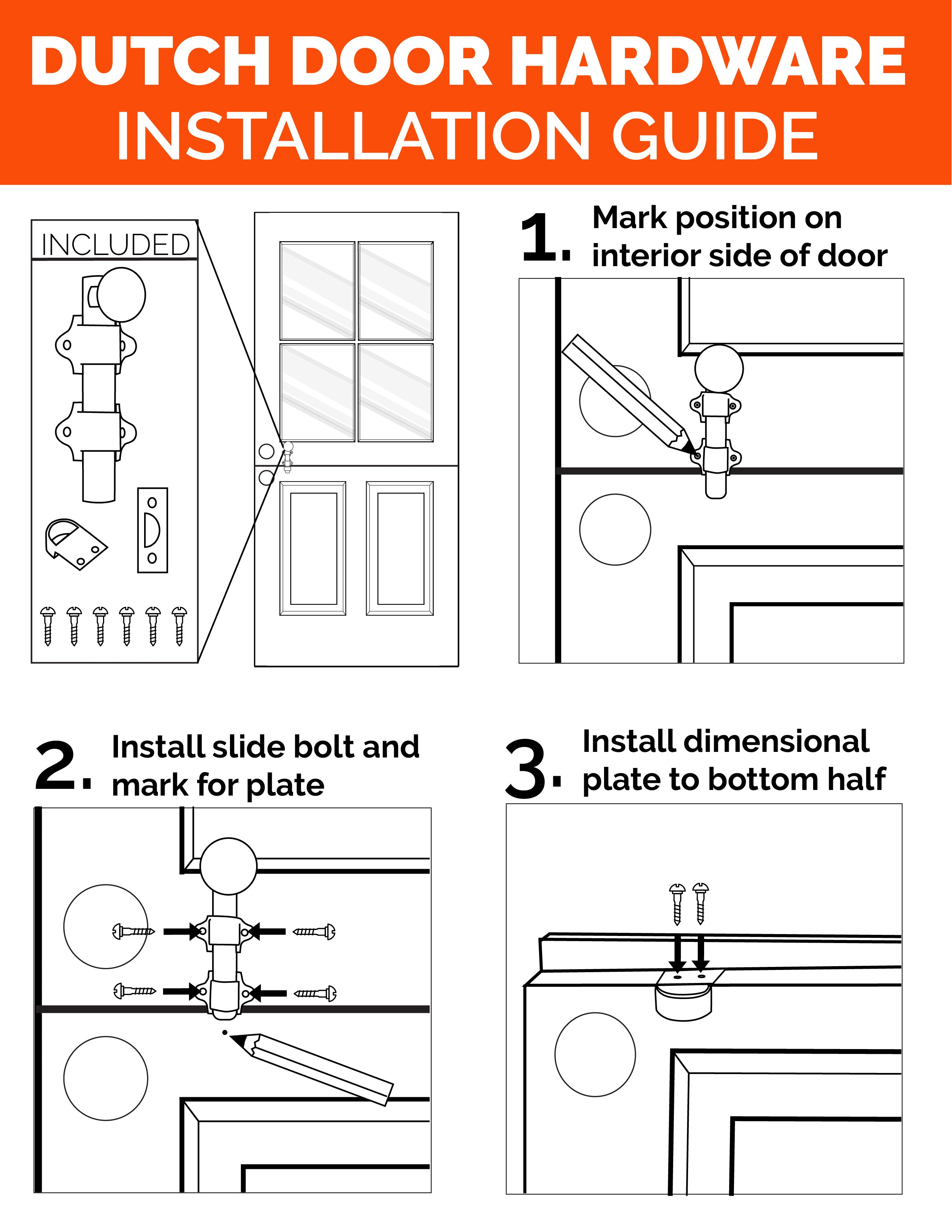 Dutch Door Bolt Hardware Kit